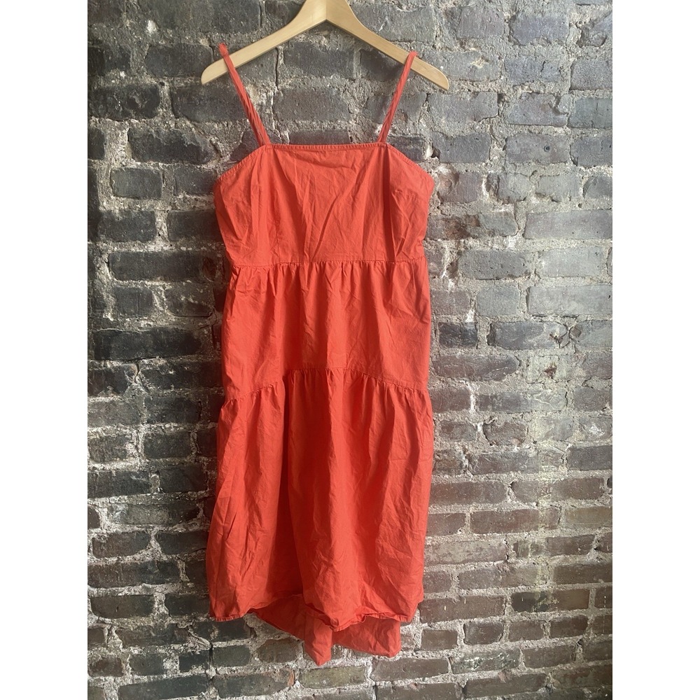 Who What Wear Women's Orange Tiered Tie Shoulder Summer Dress Sz M Pockets